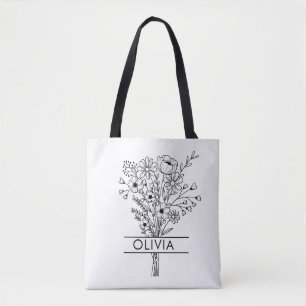 Simple Rustic Wildflower Text  Tote Bag