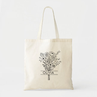 Simple Rustic Wildflower Text  Tote Bag
