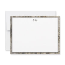 Simple Rustic Wood Border Monogram Initials  