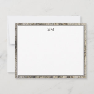 Simple Rustic Wood Border Monogram Initials Card