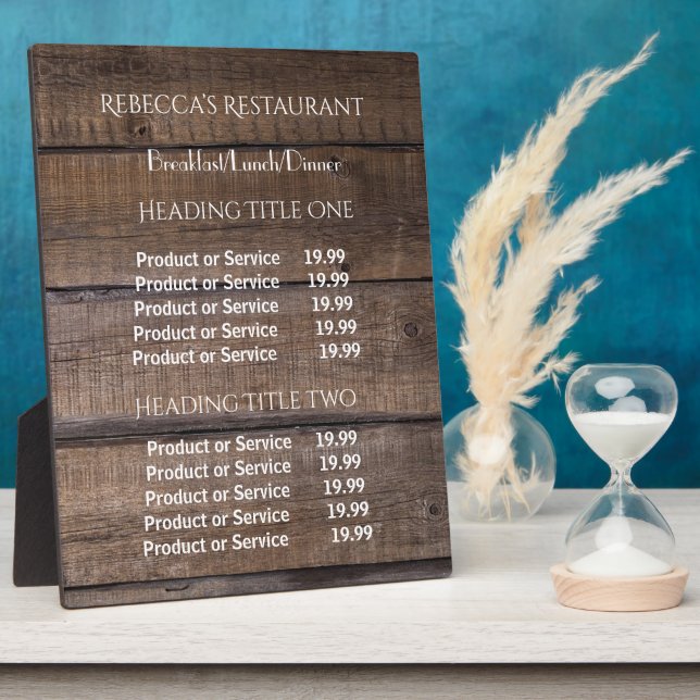Simple Rustic Wood Business Pricing/Service Plaque (Side)