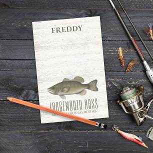Simple Rustic Wood Nature Fisherman Custom Bass Post-it Notes