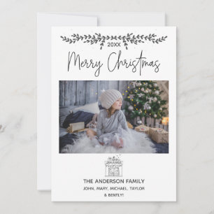 Simple Rustic Woodland Photo Merry Christmas Holiday Card