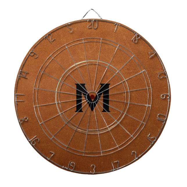 Simple Sable Leather Gold Monogram Dartboard (Front)