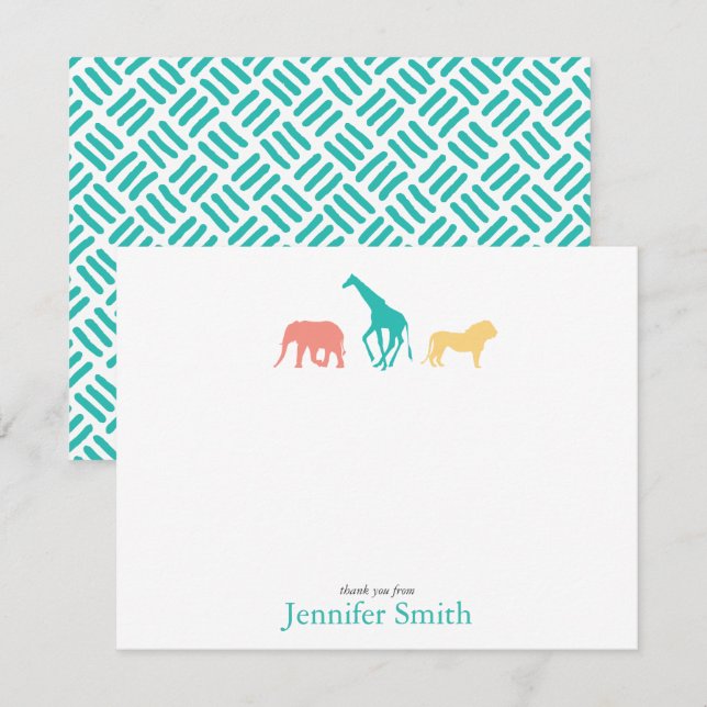 Simple Safari Animal Personalise Stationery Boy Invitation (Front/Back)
