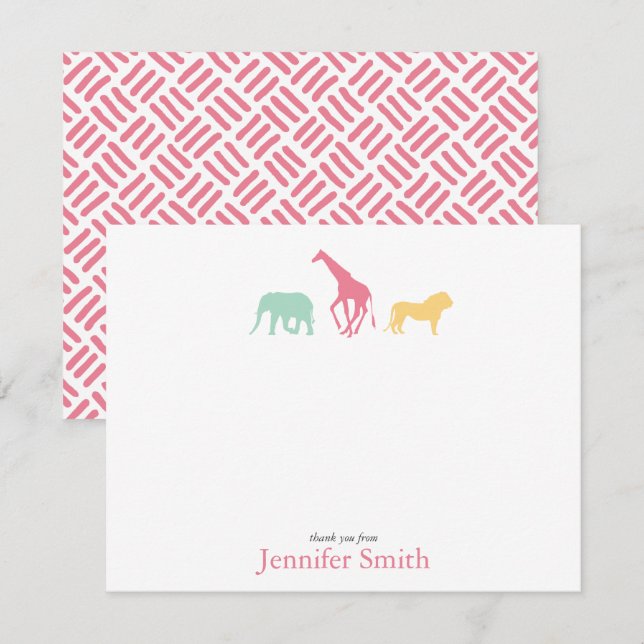 Simple Safari Animal Personalise Stationery Invitation (Front/Back)