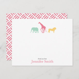 Simple Safari Animal Personalise Stationery Invitation
