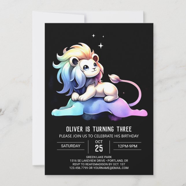 Simple Safari Lion Birthday Invitation (Front)