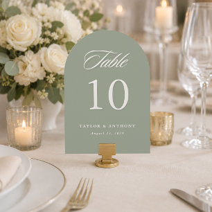 Simple Sage Elegant Wedding Table Number Card
