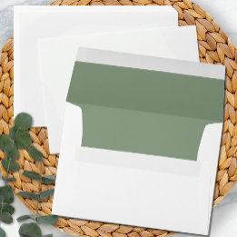 Simple Sage Greem White Wedding Modern Minimalist Envelope