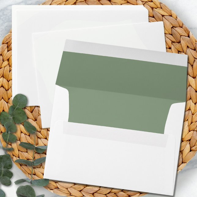 Simple Sage Greem White Wedding Modern Minimalist Envelope (Creator Uploaded)