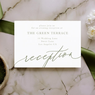 Simple Sage Green and White Modern Calligraphy Enclosure Card