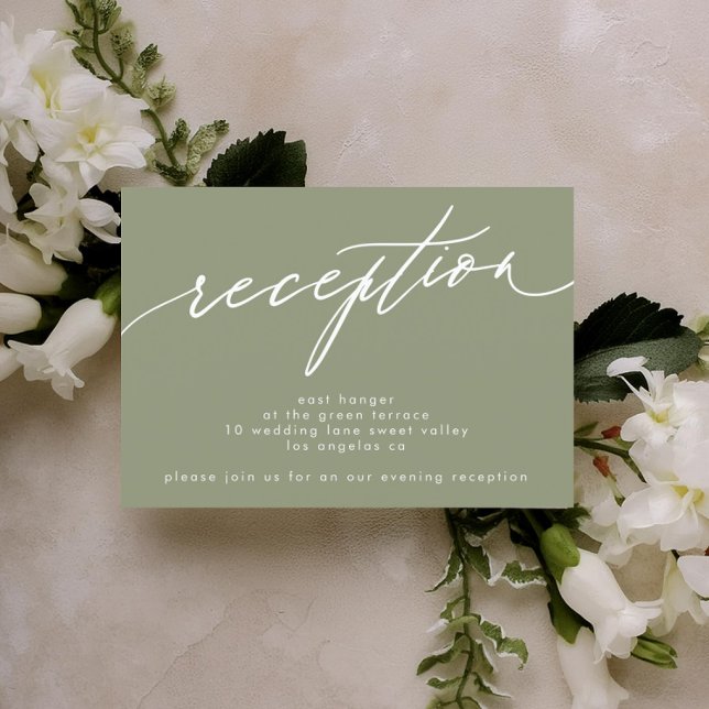 Simple Sage Green and White Modern Calligraphy Invitation (Creator Uploaded)