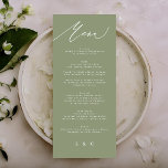 Simple Sage Green and White Modern Calligraphy Menu<br><div class="desc">slim menu to match the collection
*if you would like more paper options this design can be transferred to a slim program
*or for more help contact me</div>
