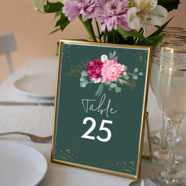 Simple Sage Green | Blush Pink Floral Wedding   Table Number (Creator Uploaded)