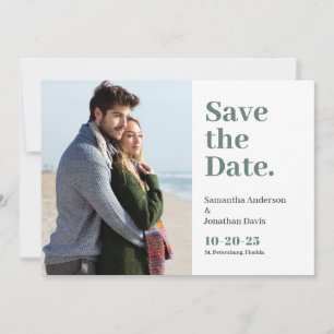 Simple Sage Green Bold Typography Photo Save The Date