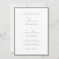 Simple Sage Green Border Script Wedding