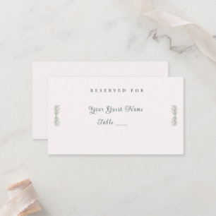 Simple Sage Green Botanical Minimalist Wedding Place Card