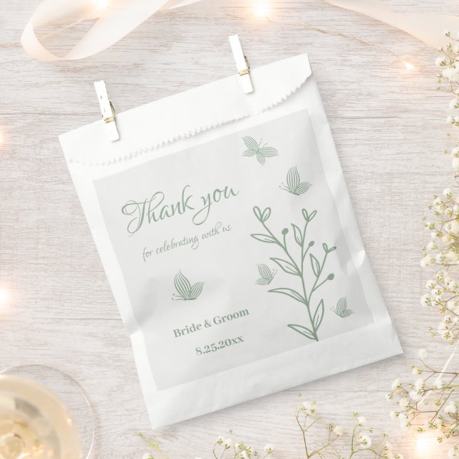 Simple sage green botanical wedding  favour bags (Clipped)