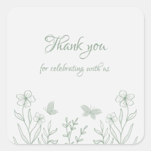 Simple sage green botanical wedding  square sticker