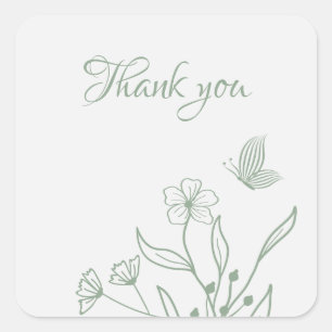 Simple sage green botanical wedding square sticker