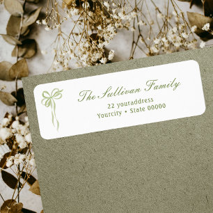 Simple Sage Green Bow Return Address Label
