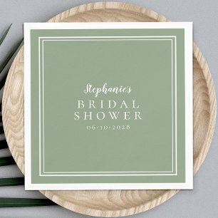 Simple Sage Green Bridal Shower Custom Modern Napkin