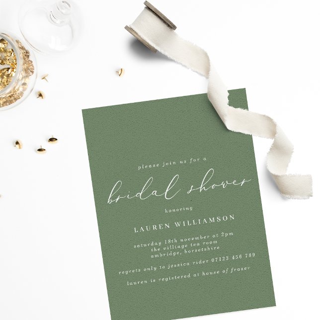 Simple Sage Green Calligraphy Bridal Shower Invitation (Creator Uploaded)
