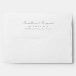 Simple Sage Green Calligraphy Elegant Wedding Envelope