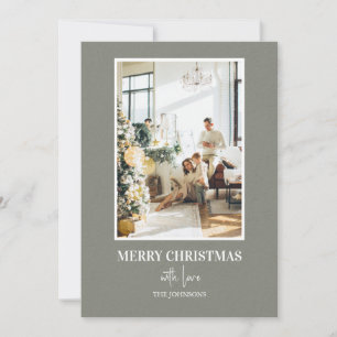 Simple Sage Green Christmas Photo Holiday Card