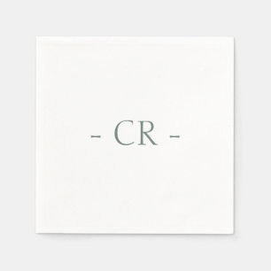 Simple Sage Green Couple Initials Monogram Napkin