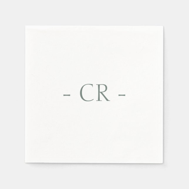 Simple Sage Green Couple Initials Monogram Napkin (Front)