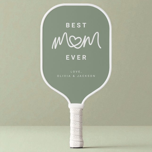 Simple Sage Green Cute Script Modern Best Mum Ever Pickleball Paddle (Simple Sage Green Cute Script Modern Best Mom Ever Pickleball Paddle)