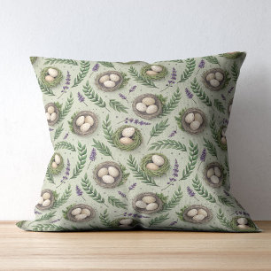 Simple Sage Green Easter Eggs Lavender Nest Cushion