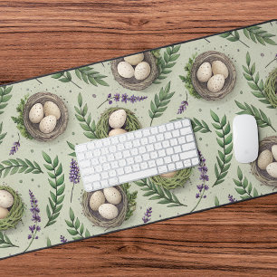 Simple Sage Green Easter Eggs Lavender Nest Desk Mat