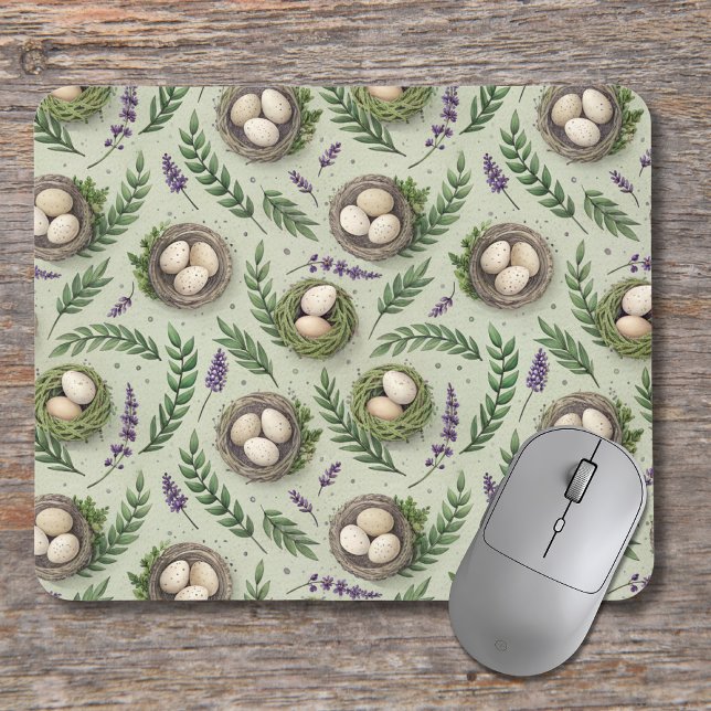 Simple Sage Green Easter Eggs Lavender Nest Mouse Mat (Creator Uploaded)