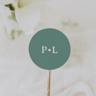 Simple Sage Green Elegant Monogram Classic Round Sticker
