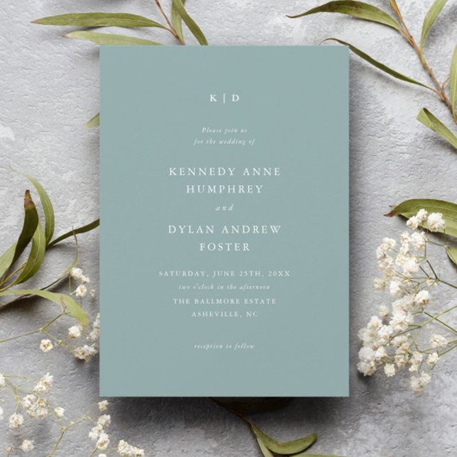 Simple Sage Green Elegant Wedding Invitation (Creator Uploaded)