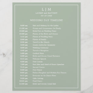 Simple Sage Green Elegant Wedding Timeline