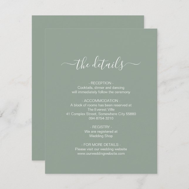 Simple Sage Green Enclosure Card (Front/Back)