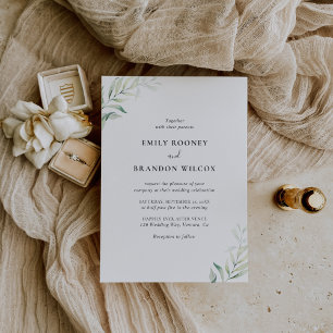 Simple Sage Green Eucalyptus Elegant Wedding Invitation