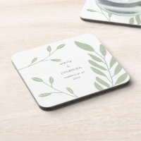 Simple Sage Green Foliage Names Date Wedding Favou