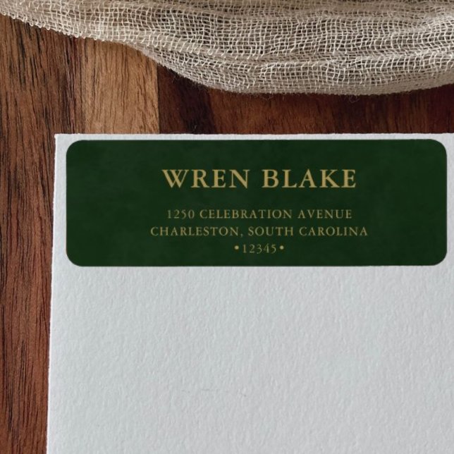 Simple Sage green & Gold Script Return Address  (Creator Uploaded)