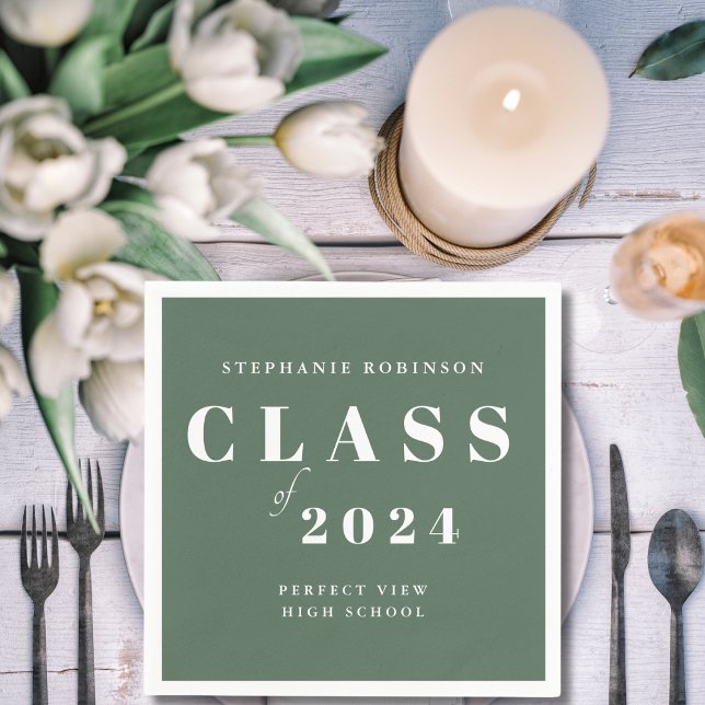 Simple Sage Green Graduation Party  Napkin (Creator Uploaded)