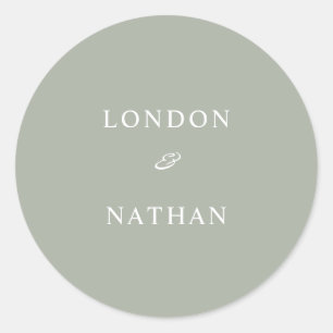 Simple Sage Green Greenery Classic Round Sticker