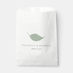 Simple Sage Green Leaf Wedding Favour Bag