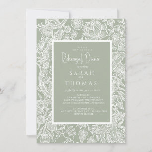 Simple Sage Green Line Art Wildflower Invitation