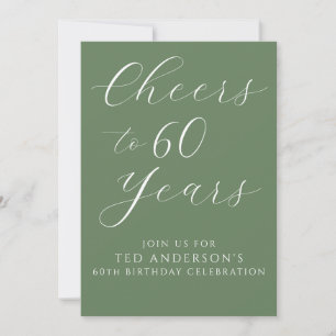 Simple Sage Green Mens 60th Birthday Party Invitation