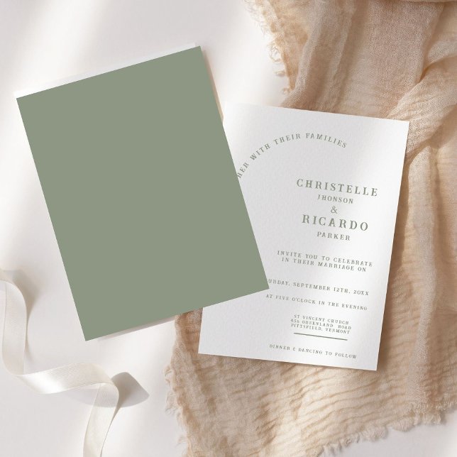 Simple sage green minimalist wedding invitation (Creator Uploaded)