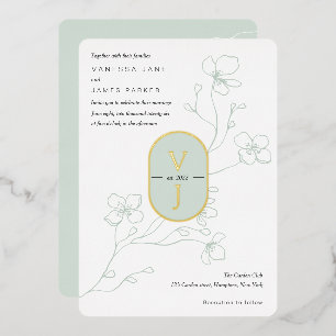 Simple sage green modern garden wedding gold